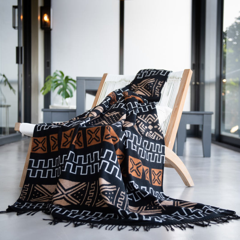 Mud cloth throw - Natural