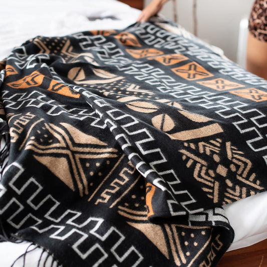 Mud cloth throw - Natural