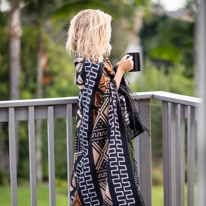 Mud cloth throw - Natural